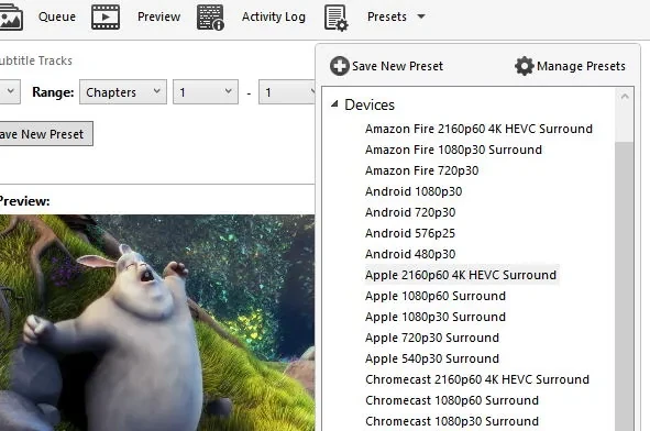 HandBrake 预设管理面板